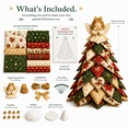 thumbnail image 4 of Quilted Christmas Tree Kit with Fabric and Pattern, 3D DIY Patchwork Craft Set for Beginners, Handmade Tabletop Christmas Tree Decor for Mantel Table Office Holiday Display, 4 of 7
