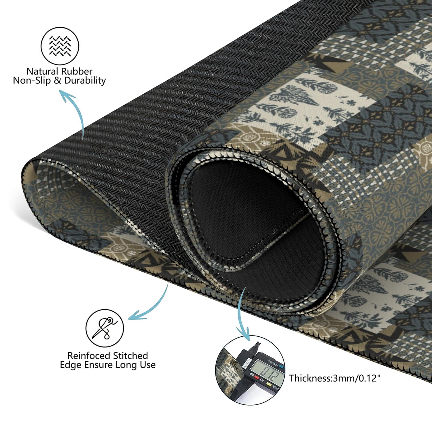 Boho Mahjong Mat for Table, 31.5*31.5in Anti Slip American Mahjong Table Cloth, Noise Reduction, Neoprene Mah jongg Mat with Carrying Bag & 3 Dices, Mahjong Accessories Gift for Board Tile Games Mats