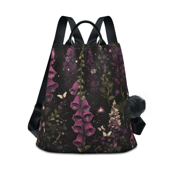 FORMRS Women's Travel Backpack Purse Anti-Theft Hidden Pockets Casual Shoulder Bag, Dark Purple Floral Pattern