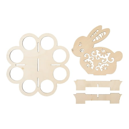 

Cglfd Kitchen Eight-Hole Eggs Rack Easter Wooden Eggs Bunny Rack Animal Storage Rack