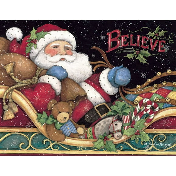 Perfect Timing Lang Croire Père Noël Boîte Carte par Susan Winget, 5.375 X 6.875, 18 Cartes et 19 Enveloppes