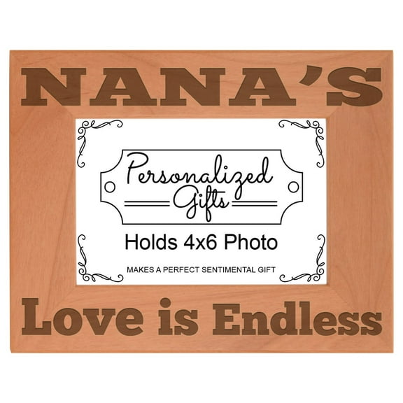 ThisWear Nana's Love is Endless Natural Wood Engraved 4x6 Landscape Picture Frame Wood