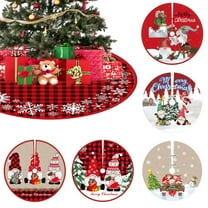 Cheers.US Christmas Tree Skirt - Snowman Christmas Tree Decorations, 36 Inch Red Tree Skirt Rustic Country Xmas Tree Holiday Party Decor Indoor Outdoor Holiday Ornaments