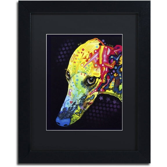 Trademark Fine Art "Greyhound" Canvas Art by Dean Russo, Black Matte, Black Frame