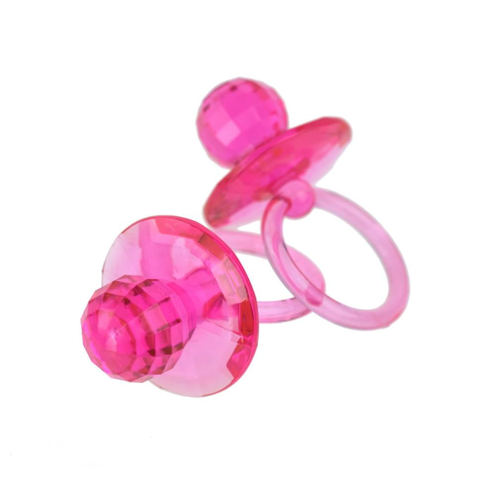 Large Acrylic Baby Pacifier Favors, Fuchsia, 21/2Inch, 12Count