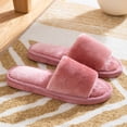 thumbnail image 3 of Womens Mens Open Toe Fuzzy Slippers for Guest Hotel Spa Travel Memory Foam House Shoes Winter Warm Ladies Home Slip on, 3 of 5