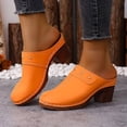 thumbnail image 2 of Dakaela Womens Mules Pumps Round Closed Toe Sandals Chunky Heeled Slides Clogs Slip on Casual Backless Loafers Shoes Size 6-10 Orange, 2 of 6