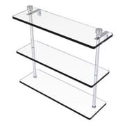 Foxtrot Collection 16-in Triple Tiered Glass Shelf in Polished Chrome
