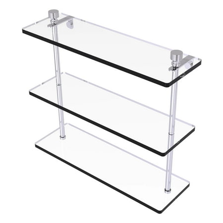 Foxtrot Collection 16-in Triple Tiered Glass Shelf in Polished Chrome