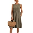 thumbnail image 4 of NTACZA Sleeveless Womens Dresses Midi Shift Crew Neck for Party Empire Waist With Pockets Casual Dresses, 4 of 9