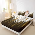 thumbnail image 4 of Manfei Abstract Oil Painting Queen Sheet Sets 4 Pieces, Brown Gold Ombre Flat Sheet, Watercolor Brush Strokes Queen Fitted Sheet, Super Cozy Room Decor, 4 of 7