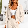 thumbnail image 2 of CAIXIA Women Cropped Cargo Pocket Full Zip Hoodie Long Sleeve Drawstring Zip Up Crop Hooded Jacket Casual Sweatshirts, 2 of 7