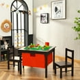 thumbnail image 3 of Gymax 2-in-1 Kids Activity Table & 2 Chairs Set w/Storage Building Block Table Espresso, 3 of 9