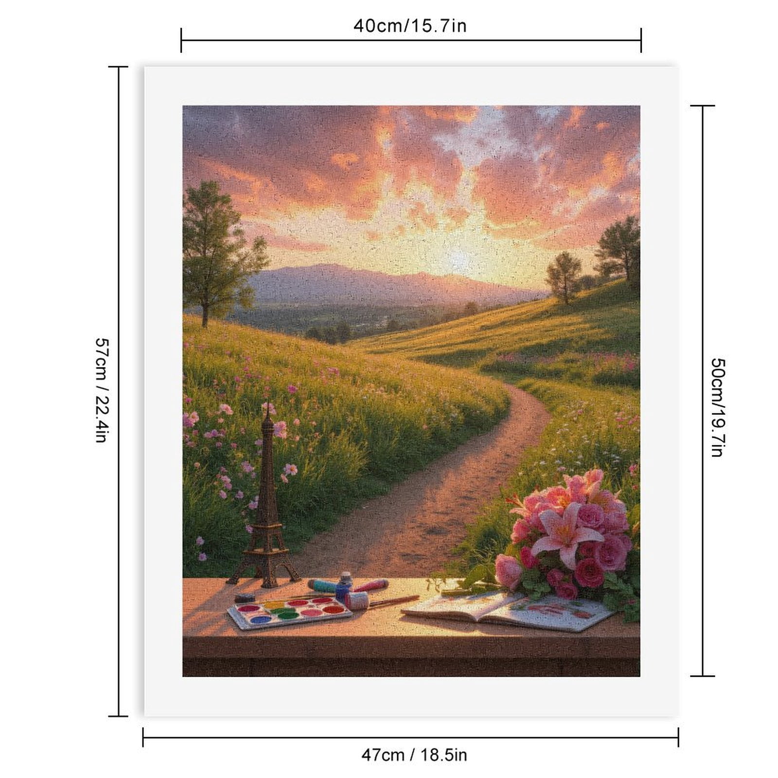 Paint By Numbers Kit for Adults Beginner - Sunset Meadow Art Blossoms Painting DIY Canvas Painting Kits for Adults, Frameless Paint By Number for Adults for Home Wall Decor 16x20 Inch