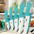 thumbnail image 5 of Myvit Ceramic Knives Set for Kitchen,11-Piece Chef Vegetable Fruit Paring Knifes with Cover, 6" Serrated Fruit Peeler,6",5",4",3" in Blue, 5 of 9