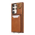 thumbnail image 5 of Wallet Back Case for Samsung Galaxy S22 Ultra with Wrist Strap, Stylish Magnetic Card Holder Finger Ring Kickstand PU Leather Lanyard Shockproof Slim Phone Case for Samsung Galaxy S22 Ultra, Brown, 5 of 7
