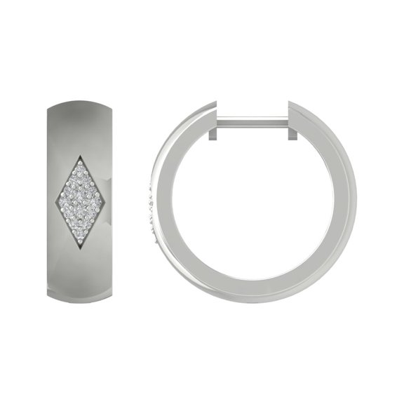 ARAIYA 10K White Gold Round Diamond Hoop Earrings (1/8 cttw, I2-I3 Clarity, I-J Color)