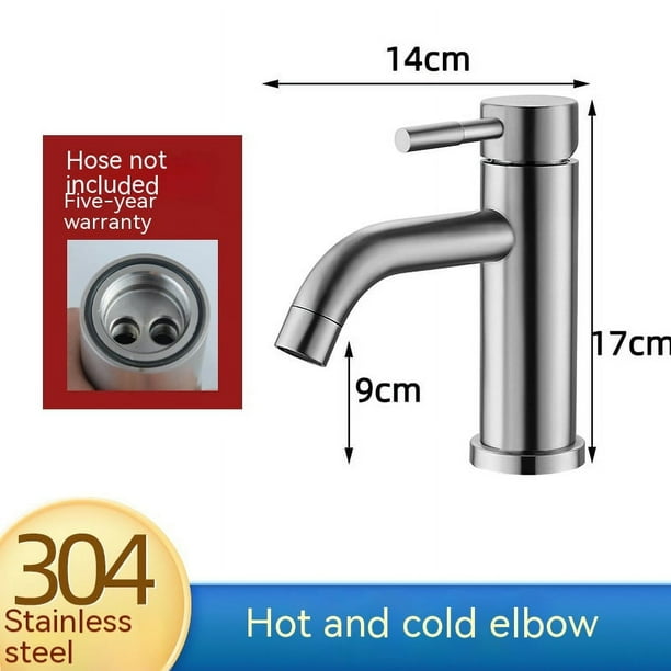 Los grifos fríos y calientes de acero inoxidable se utilizan especialmente para lavamanos y lavabos de acero en la plataforma alta del baño.