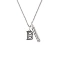 thumbnail image 2 of Delight Jewelry Black Nickeltone Crystal Initial - B - Beaded Border - Silvertone Always My Mother Bar Charm Necklace, 23", 2 of 4