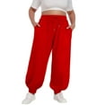 thumbnail image 2 of Red Woman Pants Clearance Plus Size Pants Daily Elastic Waist Pockets Sport Casual Solid Pants Loose Long Sweatpants Trousers Pants for Women, 2 of 6