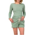 thumbnail image 2 of Taqqpue Women's Maternity 2 Piece Outfits Set Long Sleeve Striped Solid Loose T Shirt and Shorts Pregnancy Lounge Set, 2 of 4