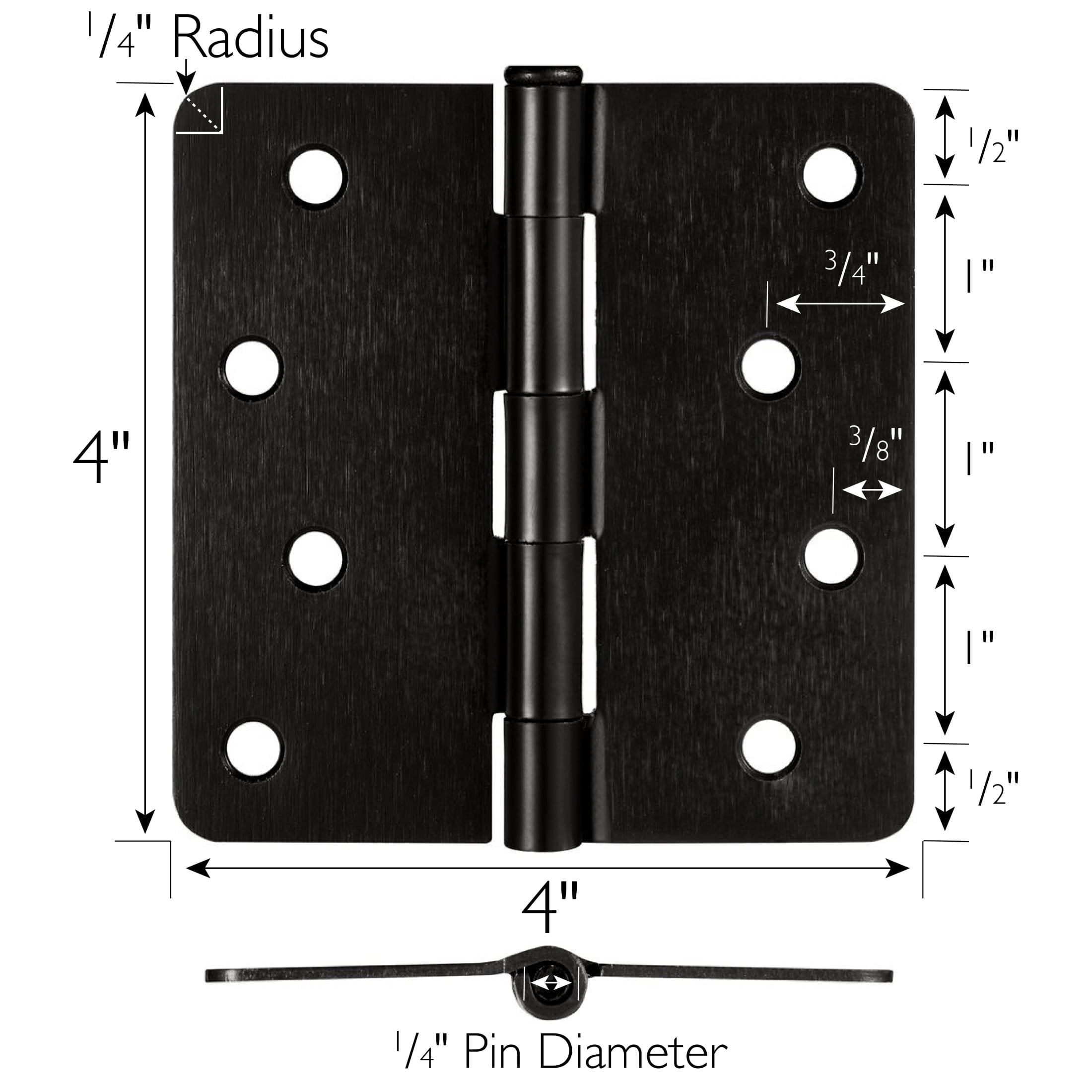 Design House 10-Pack 4" H x .25" Radius Butterfly Interior/Exterior Door Hinges, Oil Rubbed Bronze
