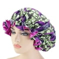 thumbnail image 2 of Dengjunhu African Satin Bonnet Black Women Soft Sleeping Bonnet with Adjustable Buckle Double Layer Sleep Cap Extra Large Sleeping Cap Night Hair Bonnets for Women Girls, 2 of 7