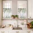 thumbnail image 3 of 3 Piece Kitchen Curtains and Valances Set Sage Green Eucalyptus Leaves Cafe Curtains 36 Inch Length Spring Botanical Floral Valance & Tier Curtain for Living Room Bedroom Window 54"x18"+27"x36"*2, 3 of 6