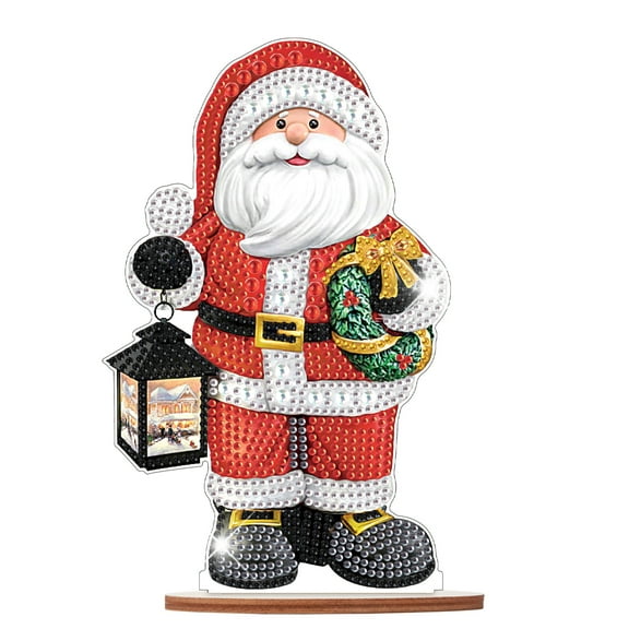 Diamond Art Painting Kit, Amiable Santa Claus DIY Desktop Decoration Diamond Art Ornament, Special Shape Diamond for Decorating Home Office Desktop