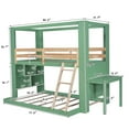 thumbnail image 7 of Twin-Over-Full Bunk Bed with Storage Shelves, Reinforced Structure Bunk Beds, Solid Wood Bed Frame, Low Floor Bunk Beds with Convertible Desk and Ladder,House Bed Style Bed,No Box Spring Needed,Green, 7 of 7