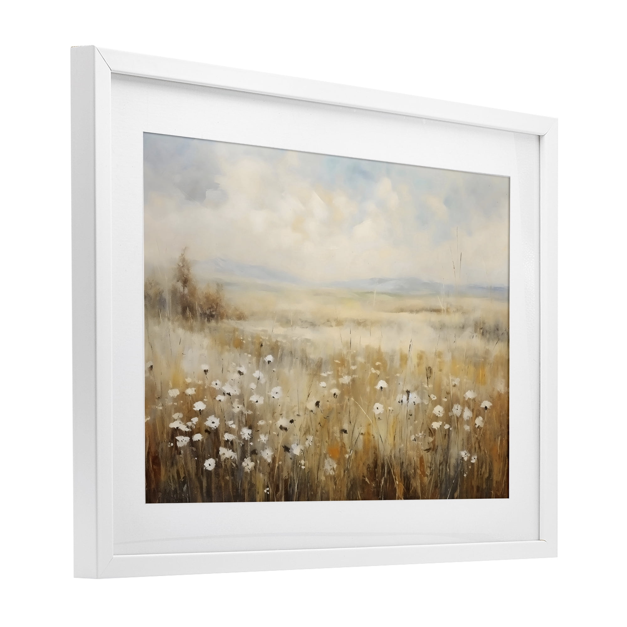 Stupell Industries Neutral Land Calmness White Framed Print Under Glass, design by Creative Studio