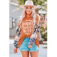 thumbnail image 1 of ABPHQTO Top de manga floral con estampado floral de Thankful Grateful Blessed para mujer de color marrón, 1 of 5