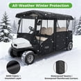 thumbnail image 5 of 10L0L Golf Cart Enclosure 4 Passenger for Club Car Tempo/Onward, 600D Waterproof Golf Cart Rain Cover Accessories, Black, 5 of 7
