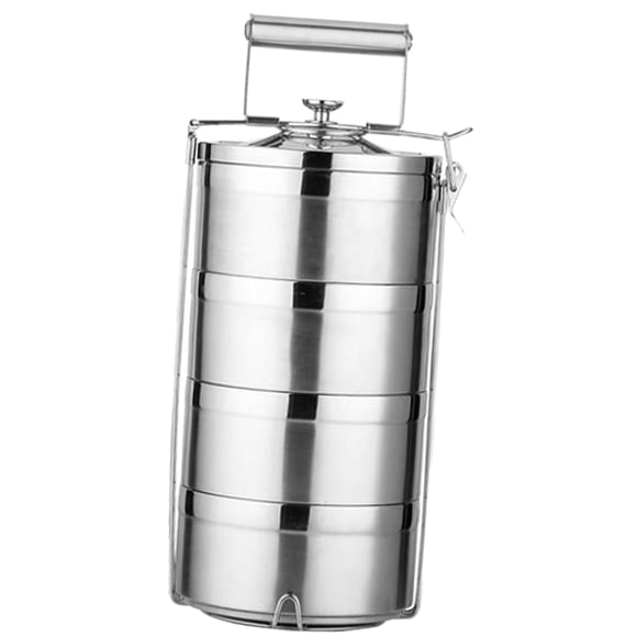 Stainless Steel Thermal Insulated Stackable Lunch Bento Box Tiffin , , 4 Tier