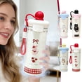 thumbnail image 1 of Sentmoon Bouteille d'Eau de Sport Bouteille d'Eau de Sport 600 ml Gobelet à Paille en Acier Inoxydable Gobelet à Double Paroi Isolé sous Vide Bouteille d'Eau à Rétention Chaud Froid avec Paille Tasse Portable Étanche pour Adultes Enfants, 1 of 7