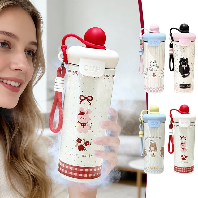 Sentmoon Bouteille d'Eau de Sport Bouteille d'Eau de Sport 600 ml Gobelet à Paille en Acier Inoxydable Gobelet à Double Paroi Isolé sous Vide Bouteille d'Eau à Rétention Chaud Froid avec Paille Tasse Portable Étanche pour Adultes Enfants