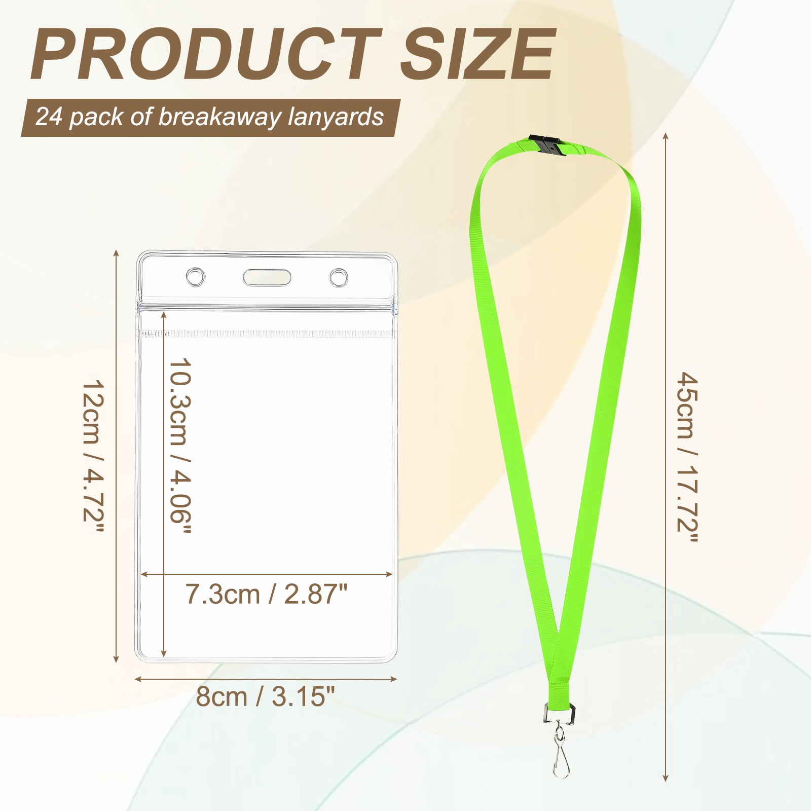 Uxcell 24Pack Colored Lanyards for ID Badges, Breakaway Lanyards for Keys, Fluorescent Green