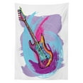 thumbnail image 3 of Ambesonne Music Tablecloth Rectangular Table Cover, Hand Drawn Guitar Grunge, 52"x70", Pink Purple Blue, 3 of 4