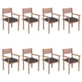 thumbnail image 1 of vidaXL Stackable Garden Chairs with Cushions 8 pcs Solid Teak Wood, 1 of 5