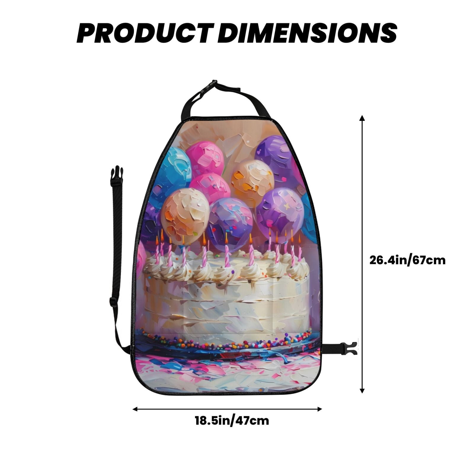 Xecao Colorful Balloon Cake Celebration Pattern Car Seat Back Protector 2 Pack Large Capacity Pocket, Kick Mats Back Seat Protector