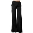 thumbnail image 2 of Zedker Pants for Women Wide Leg with Fold-Over Waist Tready Casual Style Black Plus L, 2 of 6