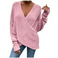 thumbnail image 2 of Aloohaidyvio Sweaters for Women,Fashion Women Solid Color Long Sleeve Pullove V-Neck Shirt Sweater Tops, 2 of 6