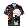 thumbnail image 2 of Venta caliente de verano, nuevas camisetas con estampado 3D, estampado de cuervos, solapa, manga corta, moda de terror, camisetas casuales para hombres, traje, camisetas de un solo pecho, 2 of 5