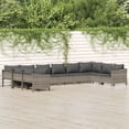 thumbnail image 1 of vidaXL 10 Piece Garden Lounge Set with Cushions Grey Poly Rattan, 1 of 5