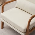 thumbnail image 5 of IVV High Back Armchair in Beige Linen, Comfy Upholstered Accent Chair with Wooden Legs and Lumbar Pillow for Living Room, Bedroom, Apartment, 5 of 10