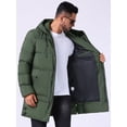 thumbnail image 7 of DARING DIVA Men's Mid-Length Outerwear Zipper Quilted Hooded Padded Coat S Dark Green, 7 of 7