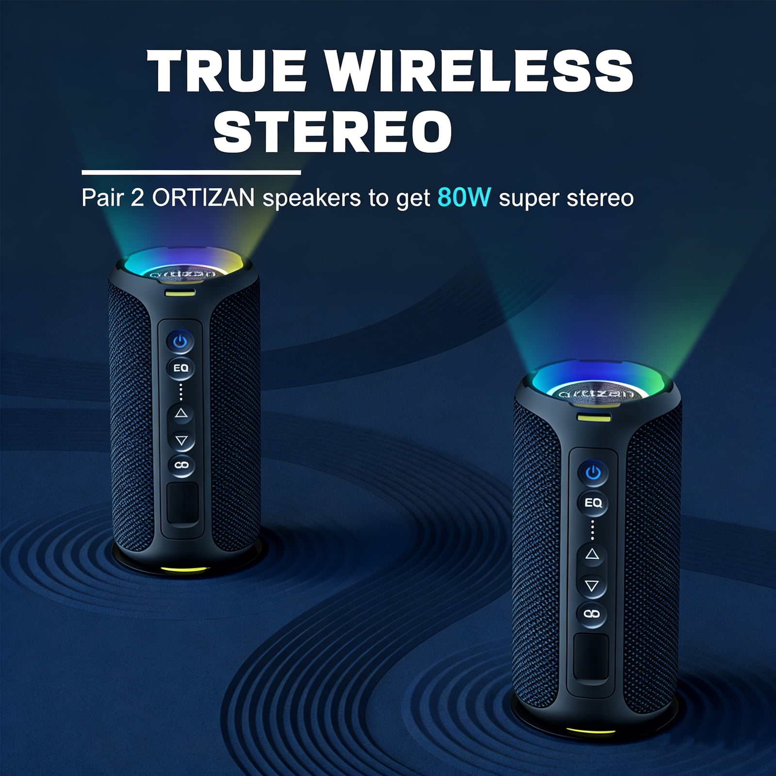 Ortizan Portable Bluetooth Speaker, 40W powerful sound and deep bass, IPX7 waterproof, 30 hours of playtime, TWS for 2 speakers pairing for home, outdoor and travel