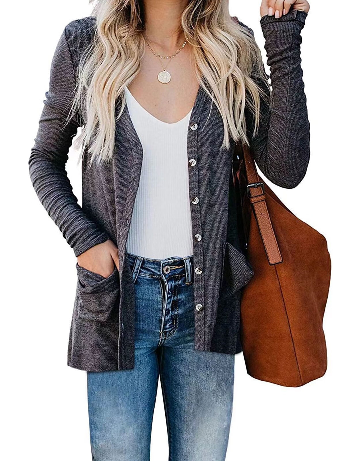 Cardigans for Women Long Sleeve Soft Drape Open Front Dusters Button