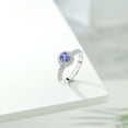 thumbnail image 4 of Gem Stone King 925 Sterling Silver Blue Tanzanite and White Moissanite Engagement Ring for Women (1.02 Cttw, Round 5MM, Available in Size 5, 6, 7, 8, 9), 4 of 6