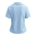 thumbnail image 3 of Graphic Tees for Women's T-Shirts Knit Fitted Neck Tee V Neck Short Sleeve Solid Top for Summer Blue M, 3 of 4